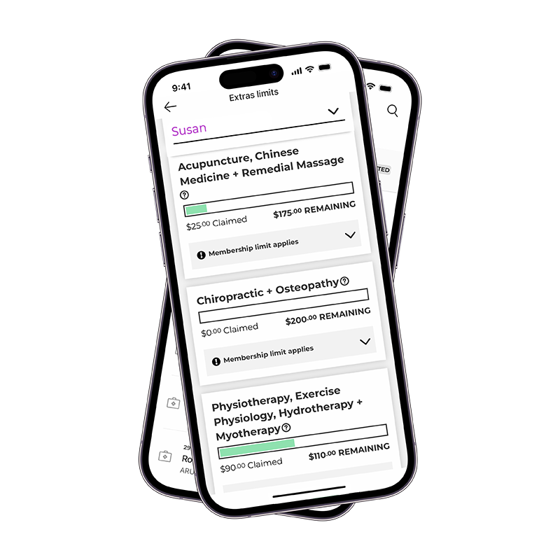 Mobile phone with the frank mobile app showing